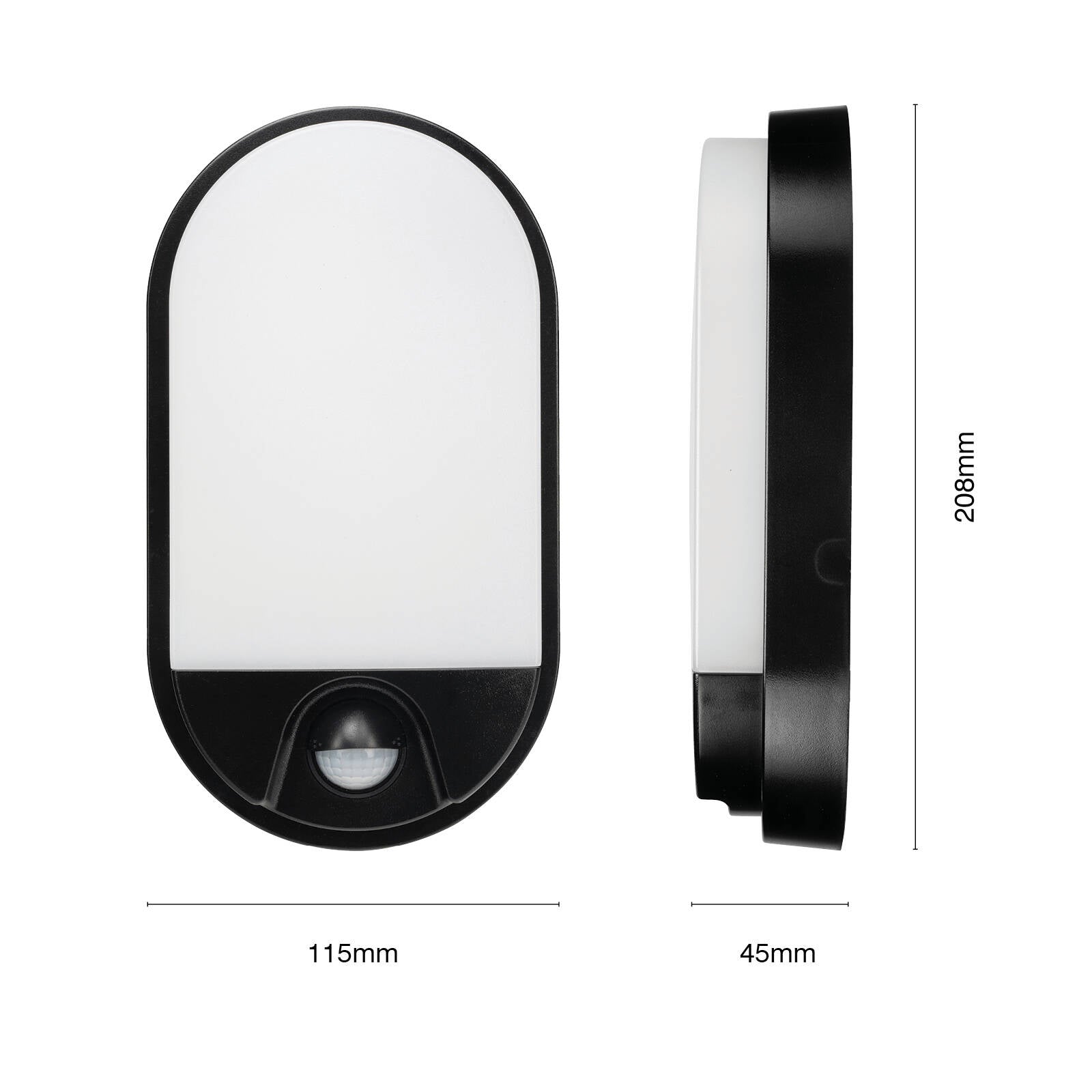 Brilliant 10W Barnet Black Slimline Oval Bunker Sensor Light Outdoor 21303/06
