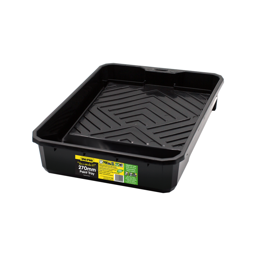 Uni Pro 270mm Heavy Duty Paint Tray - Black - Deep Grooves for Even Loading - SuperSaverAU - view 1