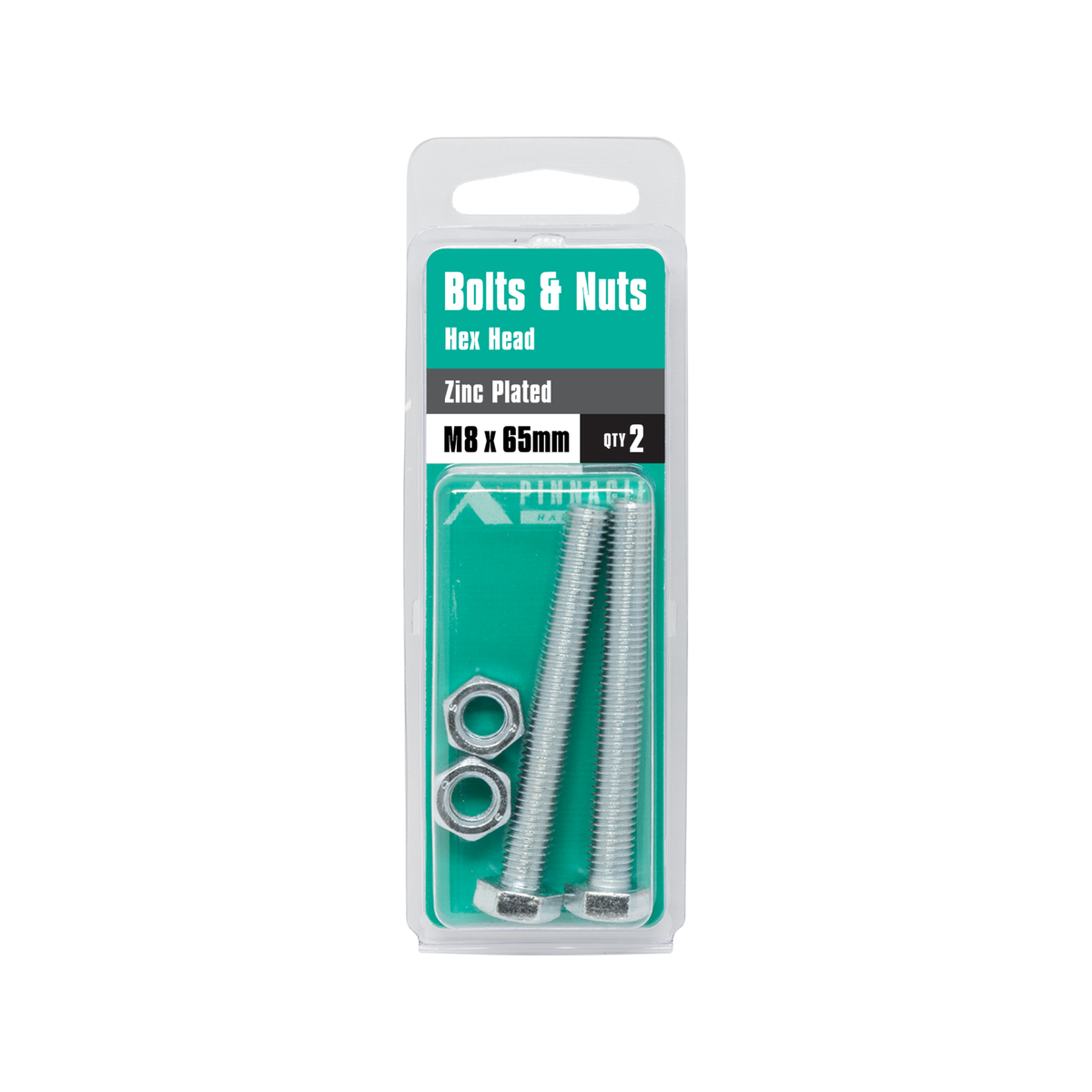 Pinnacle M8 x 65mm Zinc Plated Hex Head Bolts and Nuts 2 Pack - Silver - SuperSaverAU - view 3