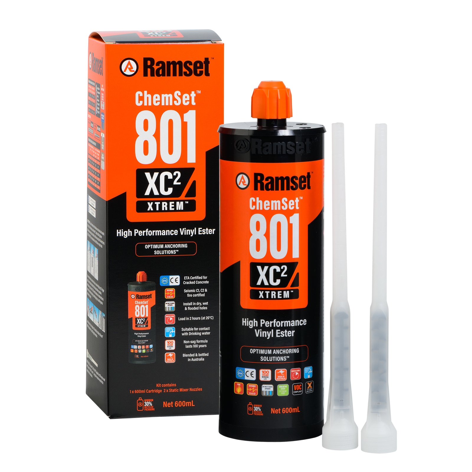 Ramset ChemSet 801 Xtrem XC2 600ml Vinyl Ester Chemical Anchor for Masonry