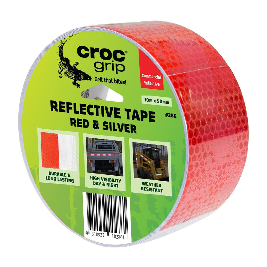 Croc Grip Reflective Safety Tape - 10m x 50mm - UV Resistant - High Visibility - SuperSaverAU - view 1