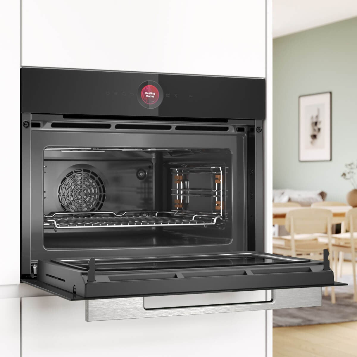 Bosch Series 8 built-in compact oven with microwave - 45L, air frying, Home Connect, black - CMG7241B1A