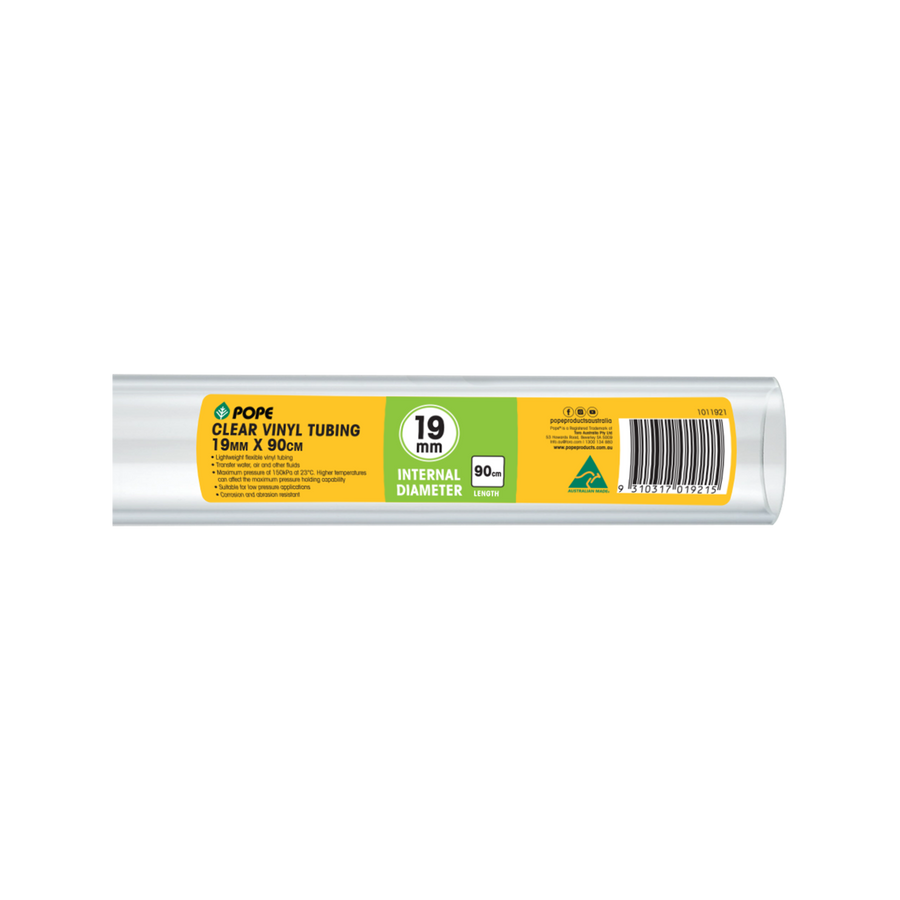Pope 19mm x 90cm Clear PVC Vinyl Tubing