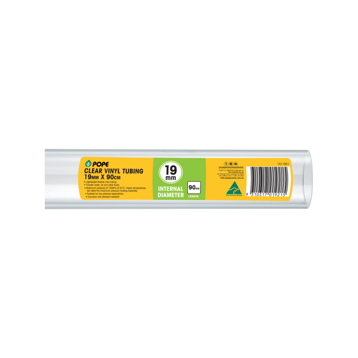 Pope Clear Vinyl Tubing - 19mm x 90cm - Lightweight - Flexible - Abrasion Resistant - SuperSaverAU - view 1