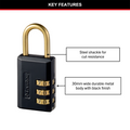 Master Lock 30mm Resettable Combination Padlock, Black