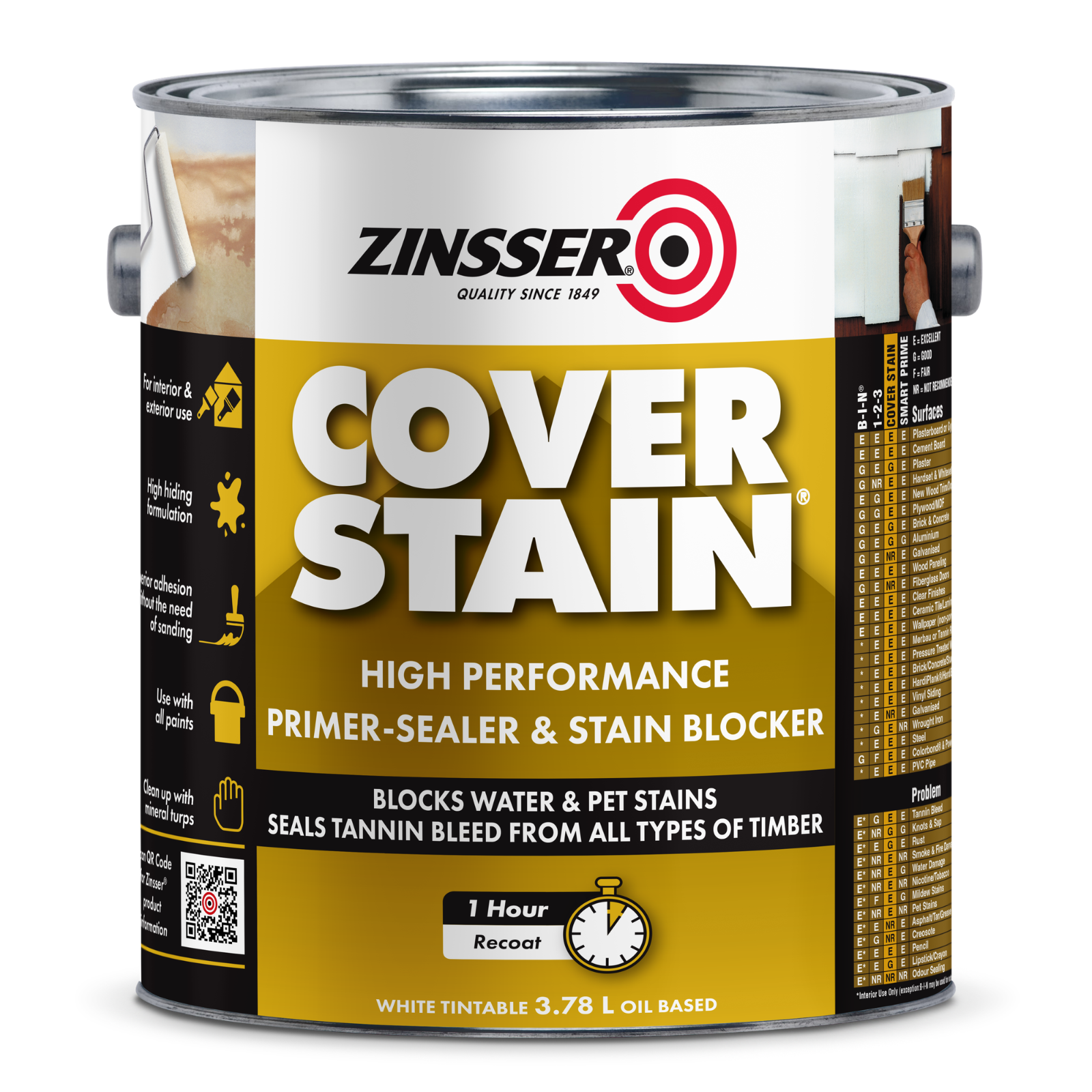 Zinsser CoverStain 3.78L White Oil-Based Primer Sealer & Stain Blocker