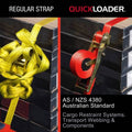 Quickloader Retractable Ratchet Tie Down Strap 4.2m x 25mm 400kg - 2 Pack