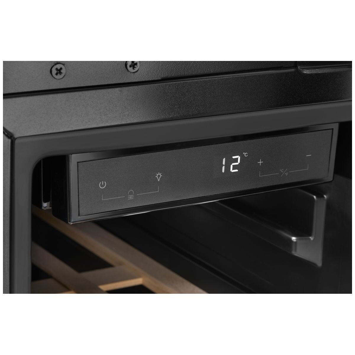 Omega 18 Bottle Single Zone Wine Cabinet - Black, Triple Glazed UV Glass, Built-In or Freestanding - OCW18SB