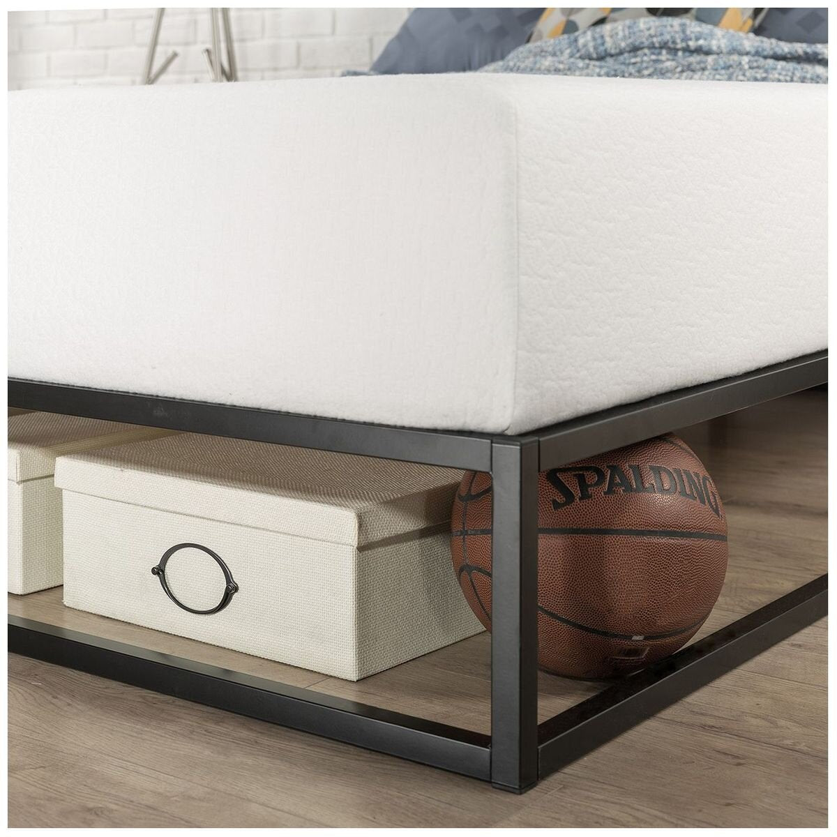 Zinus King Joseph Metal Bed Base - 25cm Platform Height, Reinforced Steel Frame, Black - AU-MBBF-10K