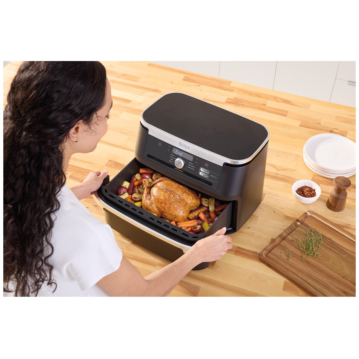Ninja FlexDrawer Air Fryer 10.4L - Black - DualZone Technology, Proof to Bake, Zone Divider - AF500