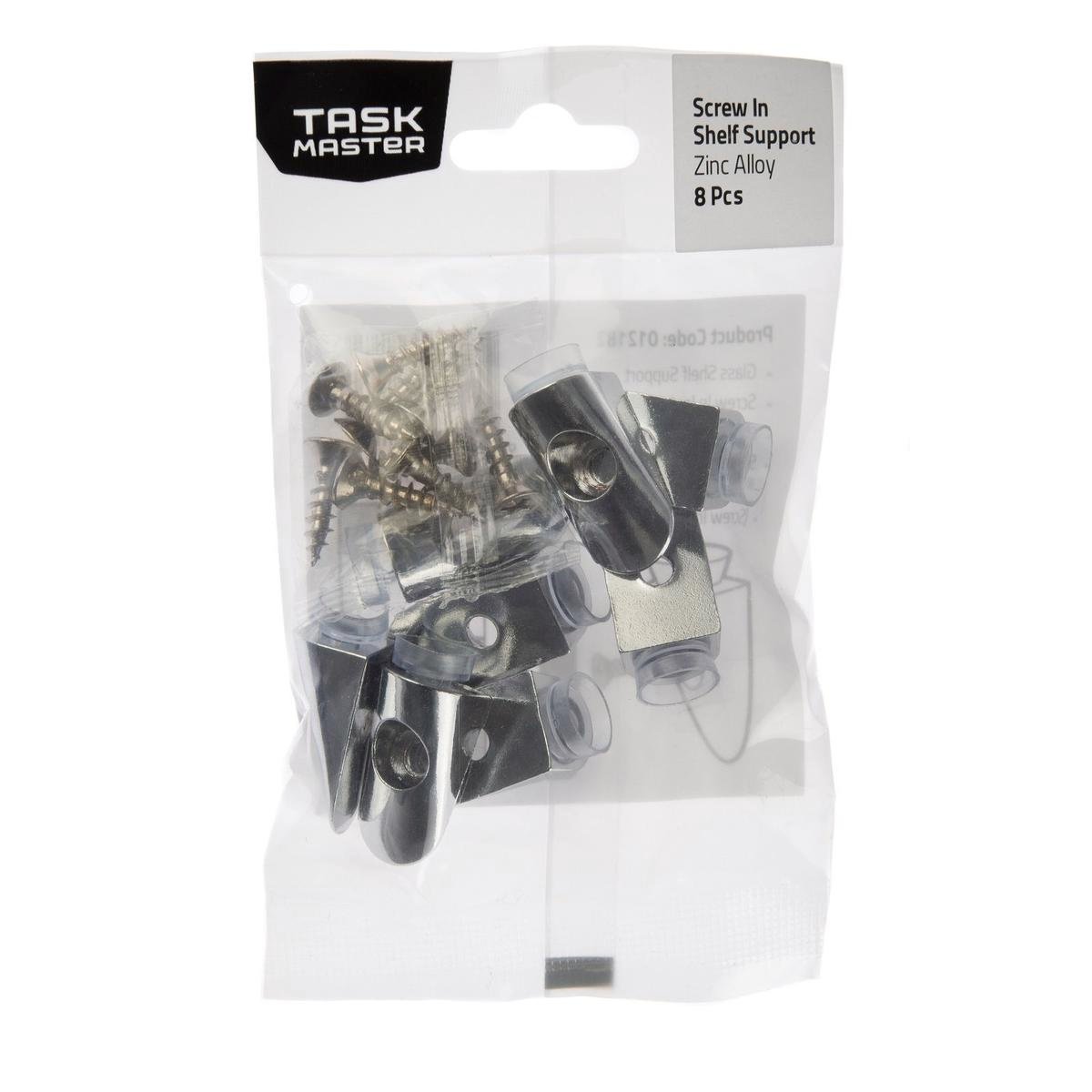 Taskmaster Chrome Screw in Shelf Support 8 Pack - 13mm x 18mm - Chrome - SuperSaverAU - view 1