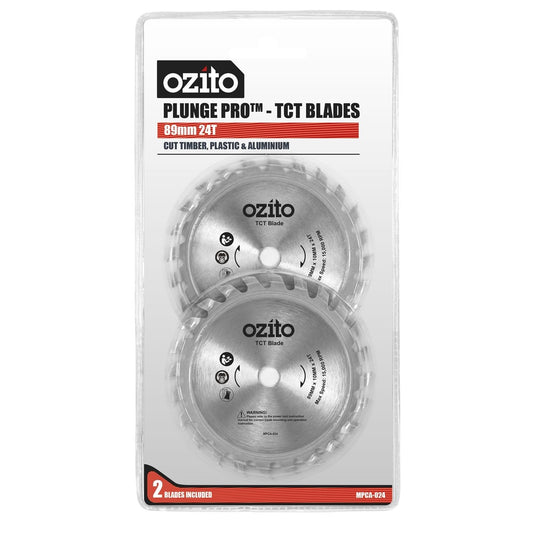 Ozito 89mm TCT Plunge Cutter Blades 2 Pack - Metal - Durable - Versatile
