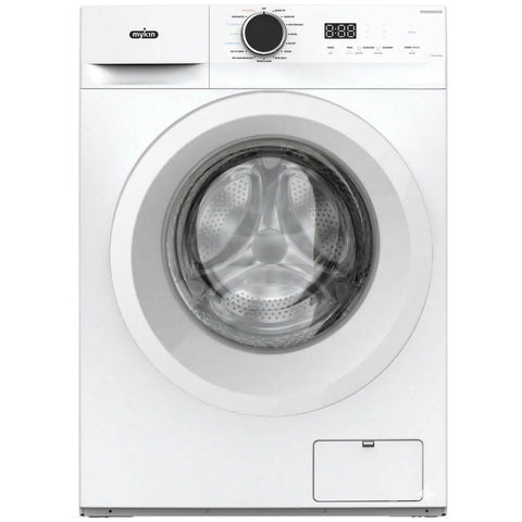 Mykin 10kg Front Load Washing Machine - 1400rpm Spin, Steam Wash, 15 Programs, White - MFLW10W2