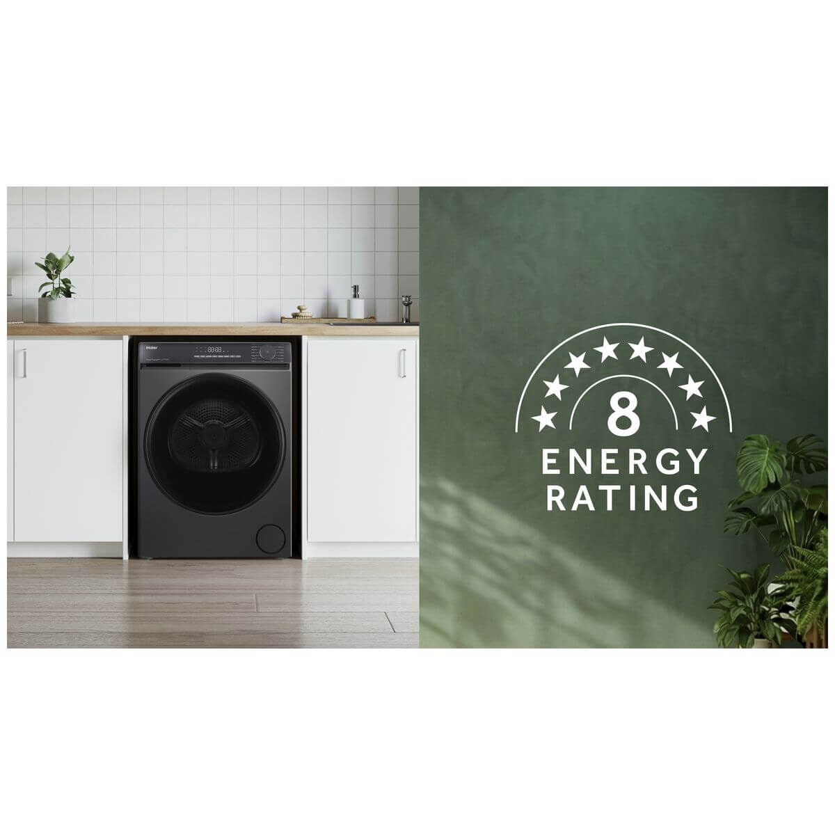Haier 8kg Heat Pump Dryer - Dark Grey, 8 Star Energy Rating, Allergy Care, Rack Dry - HDHPS80KB1
