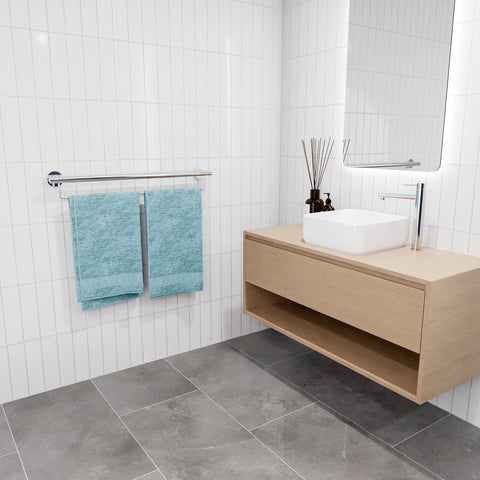 evekare 900mm Towel Rail with Grab Rail - 32mm Stainless Steel 250kg