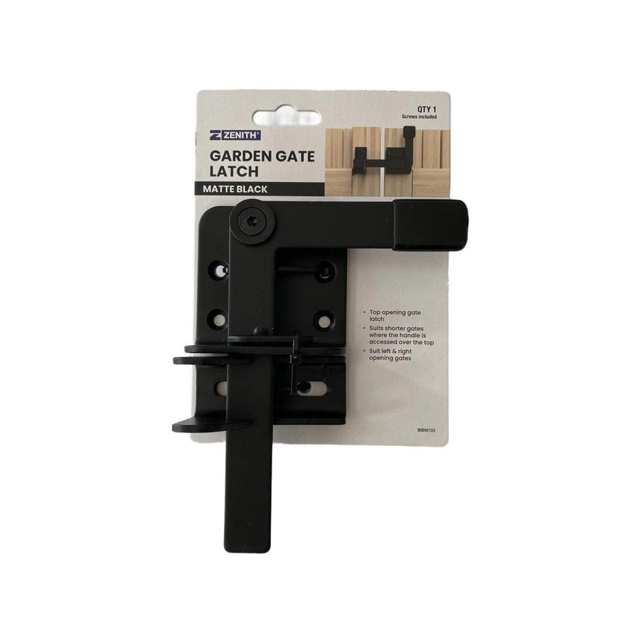 Zenith Garden Gate Latch - Top Opening - 120mm x 150mm - Matte Black - SuperSaverAU - view 1