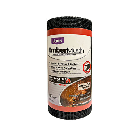 Jack Ember Mesh Ultra Stainless Steel Powder Coated Black 190mm x 4m