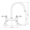 Turner Hastings Ludlow bridge sink mixer - chrome gooseneck spout with swivel - 5 star WELS - LU104BM-CH