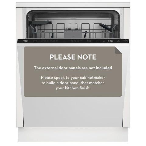 Beko 60cm Fully Integrated Dishwasher - 14 Place Settings, Hygiene Intense, SteamGloss, TrayWash - BDI1420