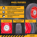 Easyroll 150mm Black Rubber Tyre with Red Metal Centre, Solid, 50kg Load