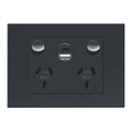 HPM Black Vivo Double Powerpoint - 2 Outlets - 15W USB Charger - SuperSaverAU - view 1
