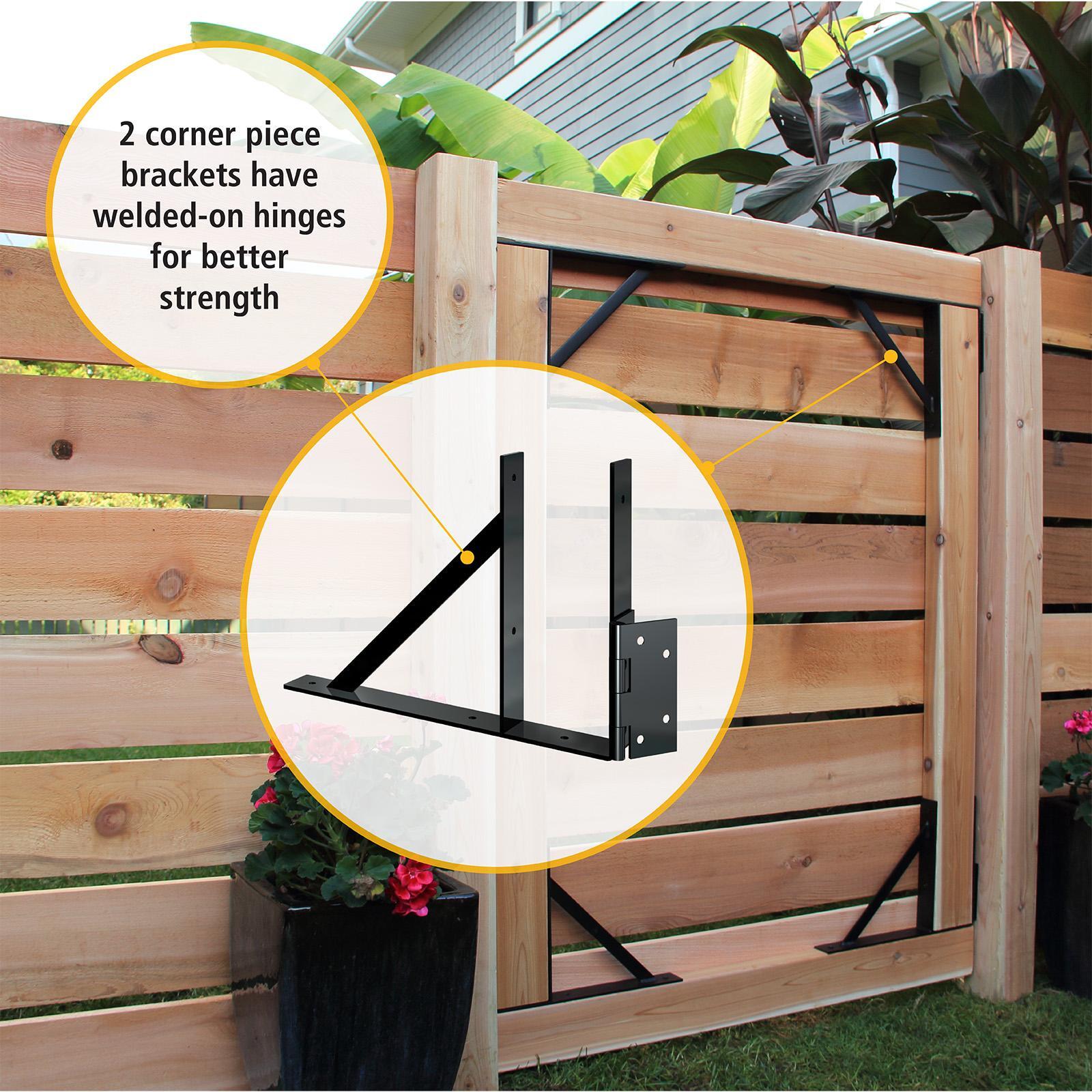 Peak Products Heavy Duty Steel Fence Gate Assembly Bracket Kit Matte Black Suits 750mm Gates