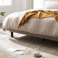 Zinus Double Upholstered Fabric Bed Base - Beige, Tall Headboard, No Box Spring Needed - AU-FHVP-D