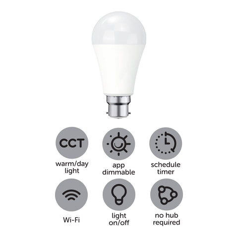 Arlec B22 LED 12W CCT Colour Smart Globe 1050lm 1 Pack