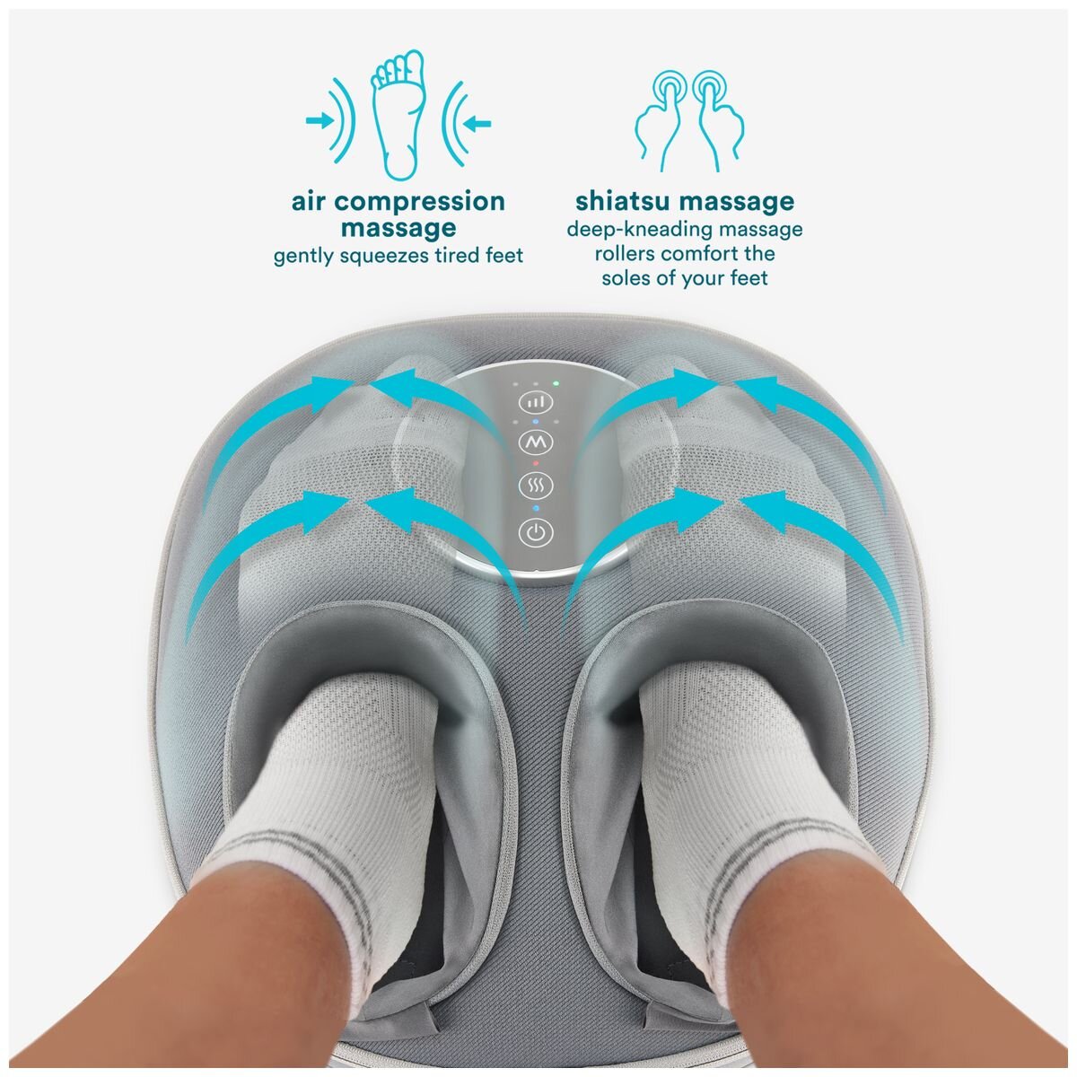 HoMedics Shiatsu Air Deluxe Foot Massager - Heat - Air Compression - Grey - FMS-348HGY-AU