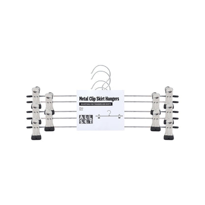 All Set Adjustable Metal Clothes Hangers 5 Pack - 35cm - Silver - Durable