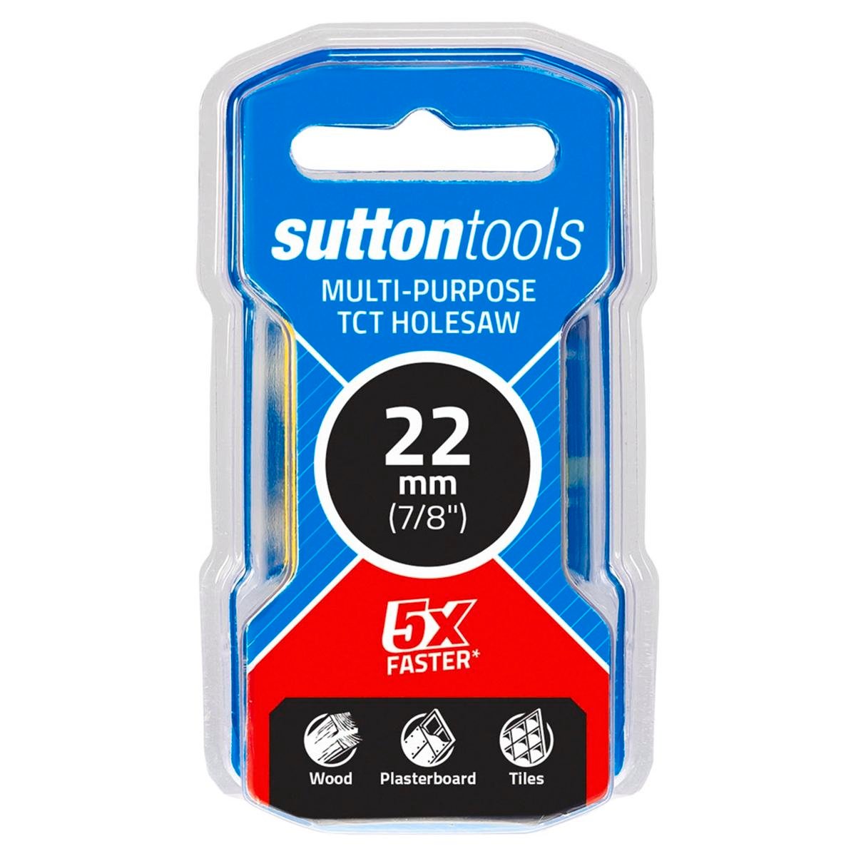 Sutton Tools 22mm Tct Multi Purpose Seamless Holesaw - Red - SuperSaverAU - view 1