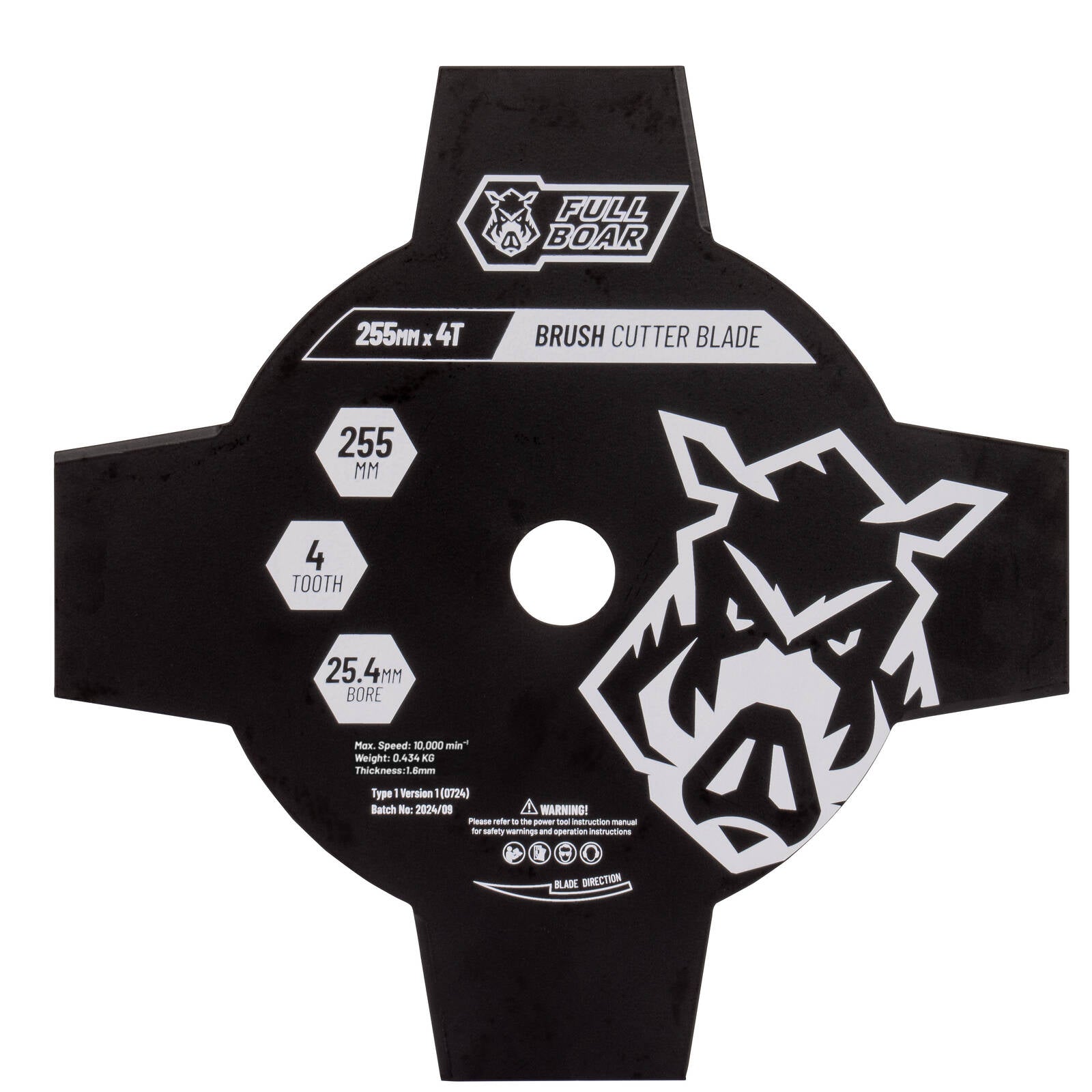 Full Boar 255mm x 4T Hardened Steel Brush Cutter Blade