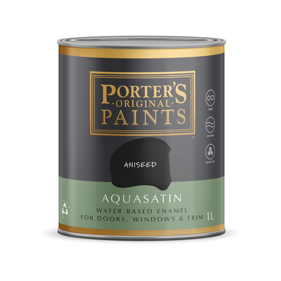 Porter S Paints 1L Aniseed Aqua Satin - Enamel Paint - Low Odour - UV Resistant - SuperSaverAU - view 1