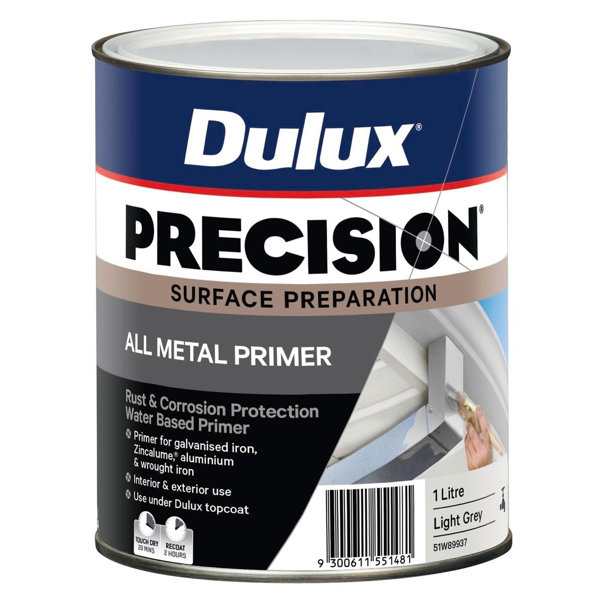 Dulux Precision All Metal Primer 1L Water Based Anti-Corrosive Paint - SuperSaverAU - view 1