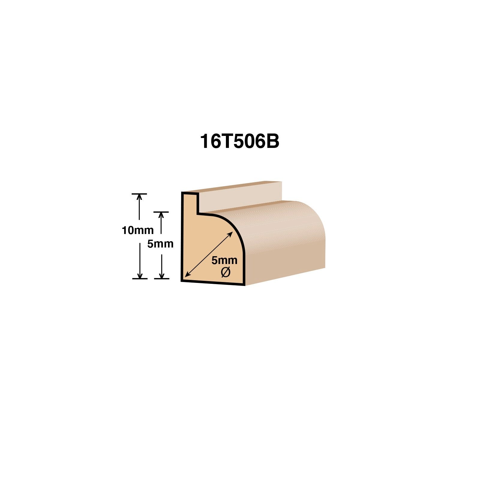 Ultra Rounding Over Router Bit 5mm Radius Tungsten Carbide Tipped 1/4 Shaft