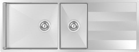 Abey Lugano 1 and 3/4 Bowl Sink with Right Hand Drainer - Stainless Steel - 1160mm Wide - ST460DU