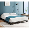 Zinus Joseph queen metal bed frame - 15cm low profile, flat wooden slats, black steel - AU-MBBF-6Q