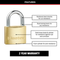 Master Lock 40mm Solid Brass Keyed Padlock, 2 Pack Keyed Alike, Hardened Steel Shackle