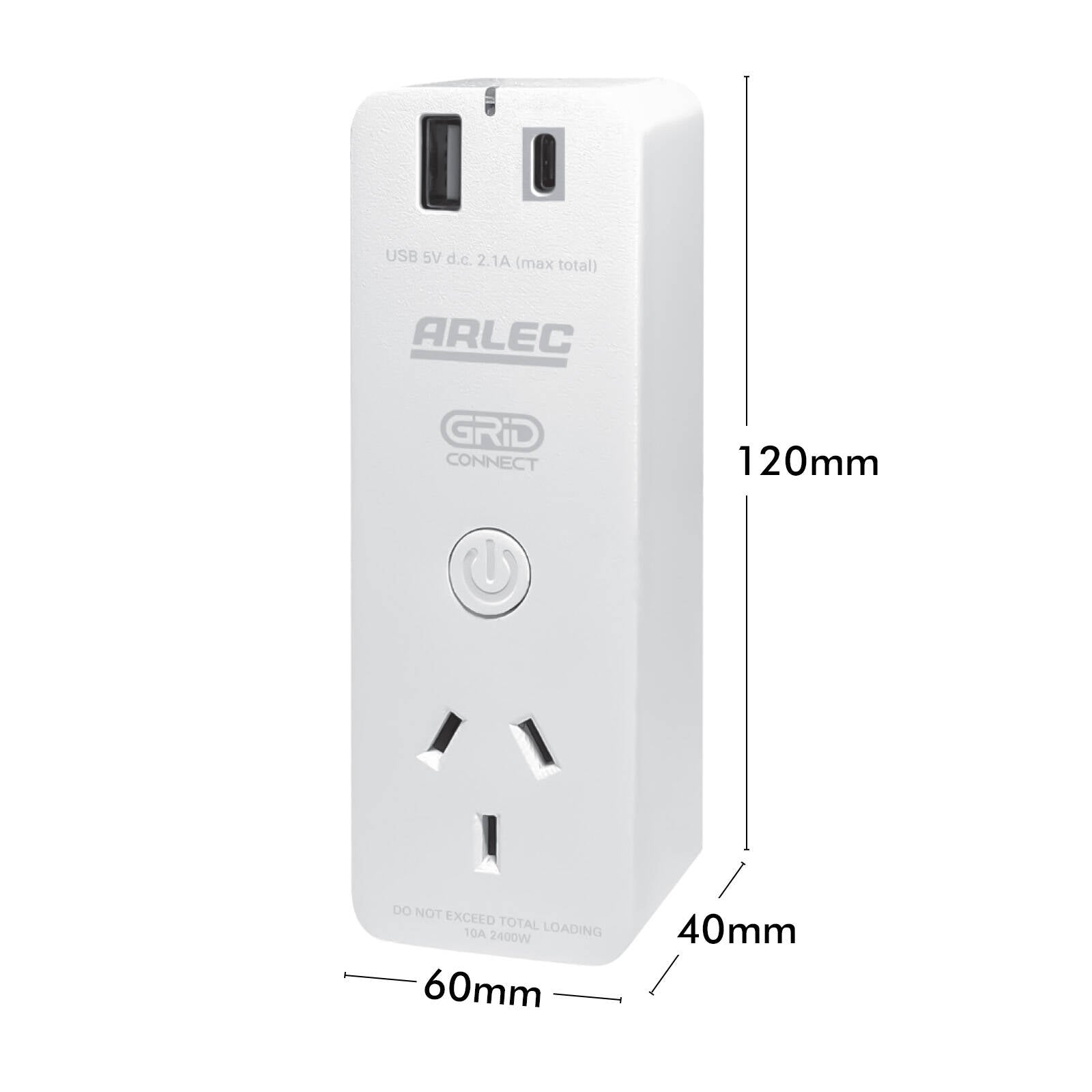 Arlec Grid Connect White Smart Plug In Socket with USB