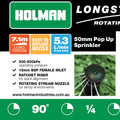 Holman Pop-up Sprinkler - 50mm - Plastic - Long Throw Rotating Stream - SuperSaverAU - view 5