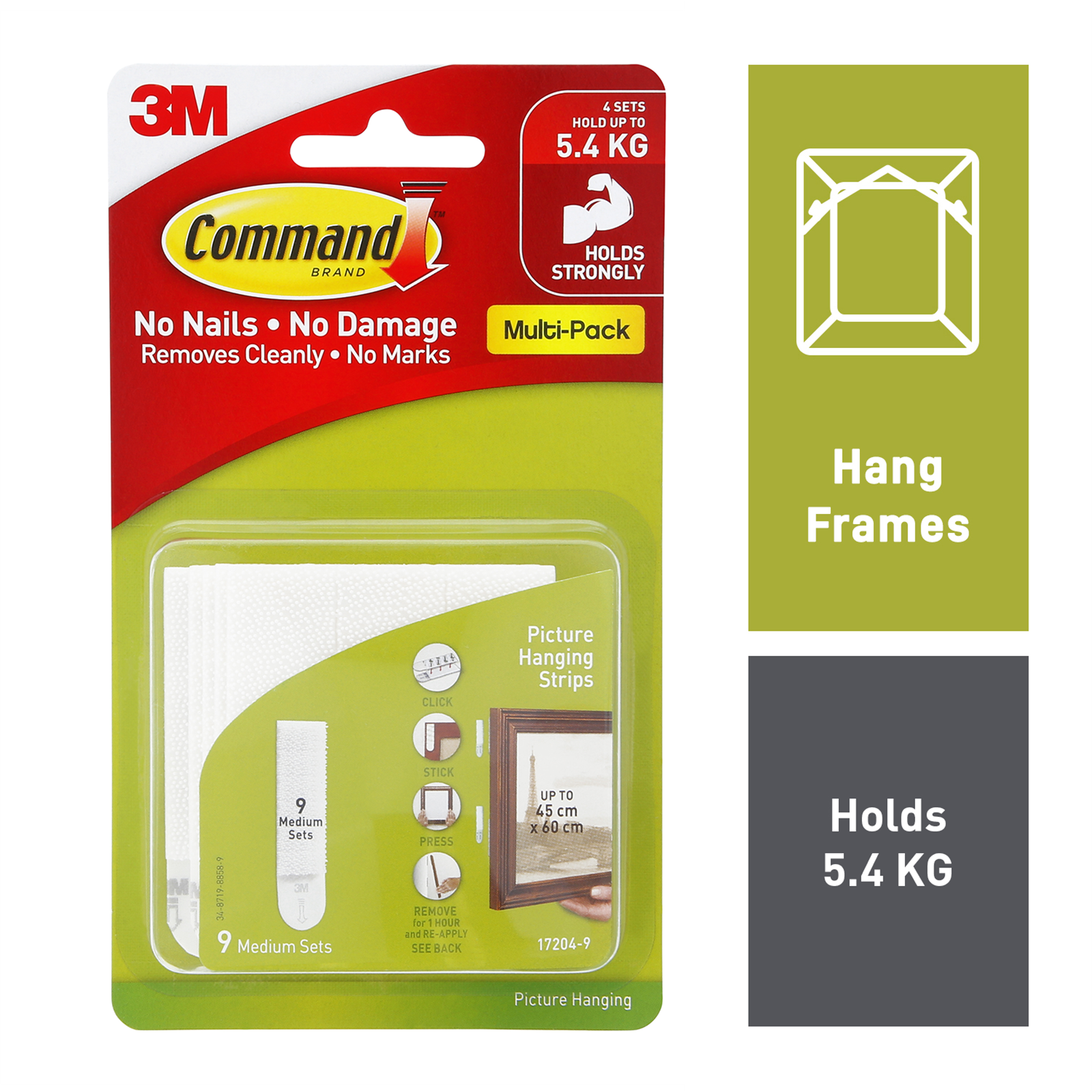 Command Medium White Adhesive Picture Hanging Strips - 9 Pack Damage-Free