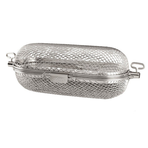 Napoleon rotisserie grill basket - food grade stainless steel, fits square and hex spit rods - 64000
