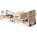 LSG Fitness Foldable Pilates Reformer - Beige, Oak Frame, Adjustable Resistance, Wheels - LGRF-GPR500