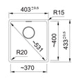 Franke Maris 370mm single bowl undermount sink - Onyx Fragranite granite, hidden overflow - MRG110-37ON-B