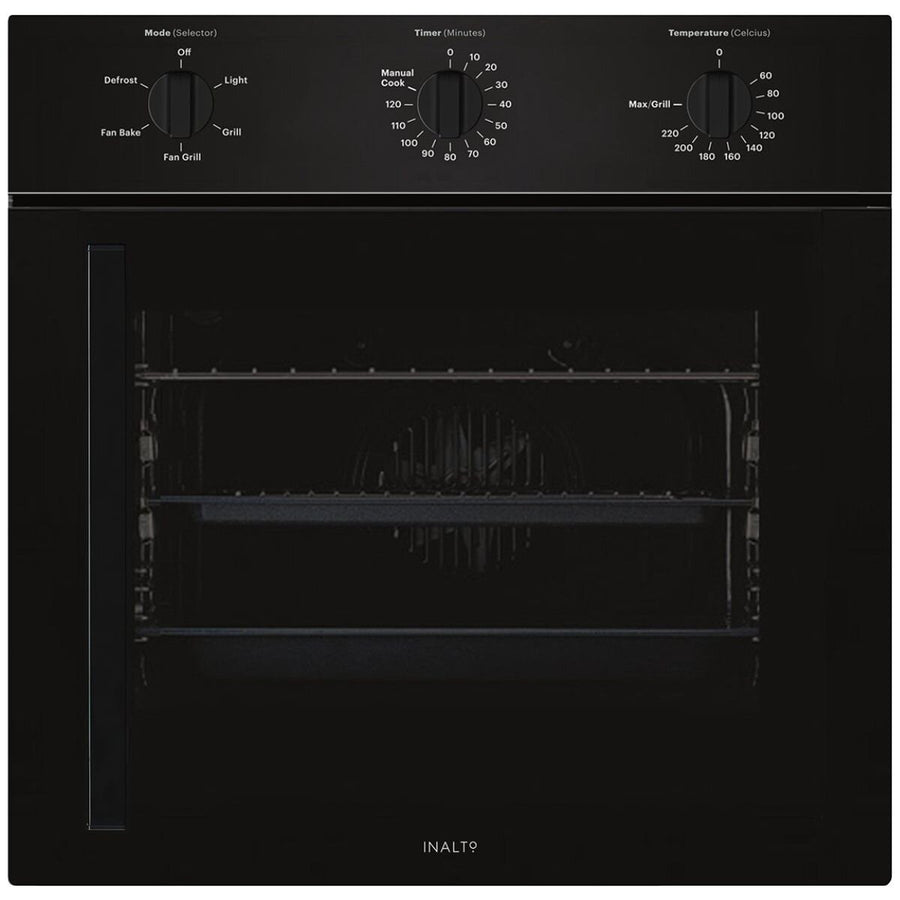 Inalto 60cm Multi-Function Oven - 67L Useable, Right Hinged Side-Opening Door, Black Glass - IOSO605M