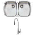 Oliveri Monet double bowl undermount sink and Essente pull out tap - 18/10 stainless steel - SS31625MO70U