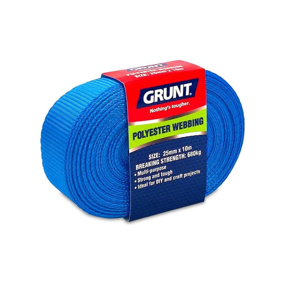 Grunt 25mm Poly Webbing 10m Blue Polyester 680kg Breaking Strength - SuperSaverAU - view 1