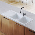 Turner Hastings Cuisine Double Bowl Fireclay Sink - Left Hand Drainer, Gloss White - CUD116FS-LHD