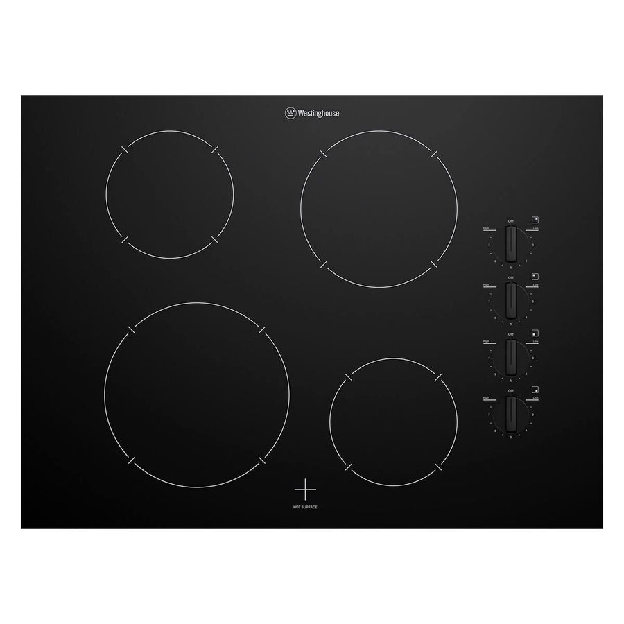 Westinghouse 70cm 4 Zone Ceramic Cooktop - Black, Control Knobs, 9 Power Levels - WHC742BE