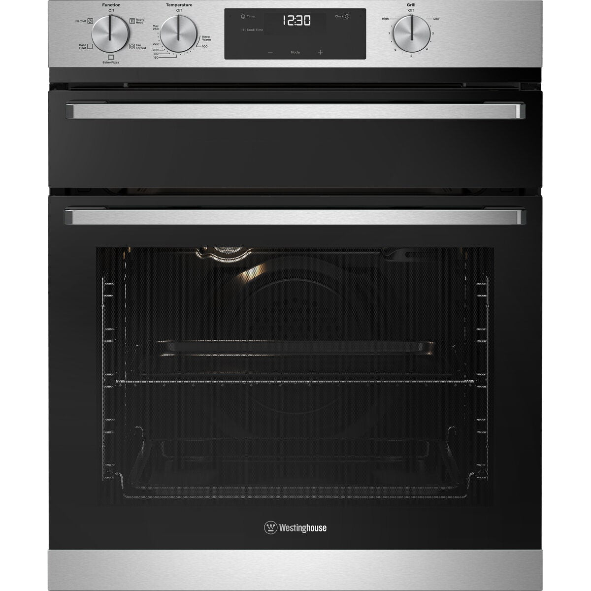 Westinghouse 60cm Multi-Function Electric Oven with Separate Grill - Stainless Steel, 80L - WVE6555SD